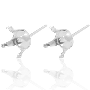 Argent 925 appr&ecirc;ts boucles d'oreilles clous avec serti pour Swarovski SS29 (6mm) Argent