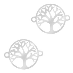 Breloques en acier inox connecteur arbre de vie 13mm Argent&eacute;