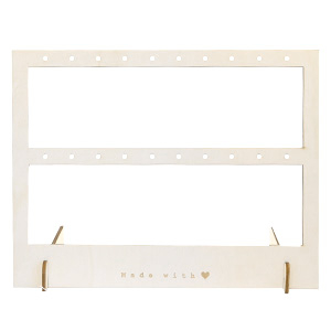 Pr&eacute;sentoir bijoux en Bambou pour boucles d'oreilles 2 lignes "made with &hearts;" Naturel (couleur naturelle du Bambou)