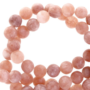 Pierres naturelles Calc&eacute;doine (Quartz) et Agate 4mm mat Pink p&acirc;le d&eacute;lav&eacute;