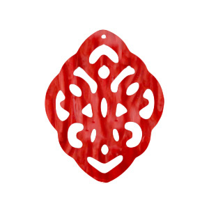 Pendentifs en r&eacute;sine losange baroque Rouge piment