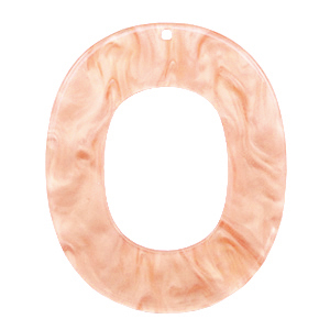 Pendentifs en r&eacute;sine ovale 48x40mm Rose p&ecirc;che