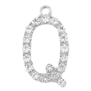 Breloques en m&eacute;tal Basic Quality strass lettre Q Argent&eacute; antique