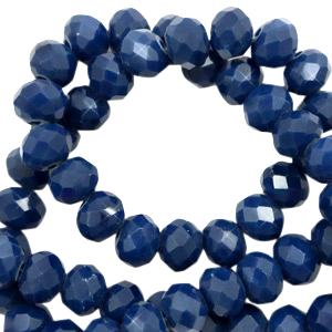 Perles &agrave; facettes 4x3mm disque Bleu ensign-Pearl Shine coating