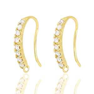M&eacute;tal TQ laiton boucles d'oreilles strass Dor&eacute;