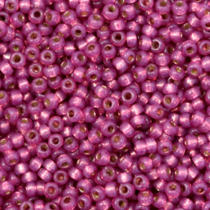 Perles de rocailles Miyuki 11/0 Silverlined dyed duracoat peony pink 11-4247