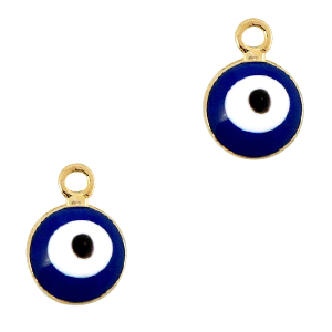 Breloques en m&eacute;tal Basic Quality 6mm Oeil porte-bonheur Dor&eacute;-bleu