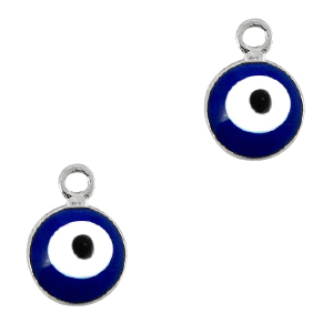 Breloques en m&eacute;tal Basic Quality 6mm Oeil porte-bonheur Argent&eacute;-bleu