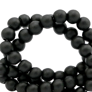 Perles en verre 4 mm mat Noir