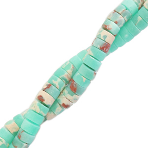 Pierres naturelles perles rondelles heishi 4mm Vert turquoise marbre