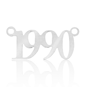 Breloques en acier Inox connecteur ann&eacute;e 1990 Argent&eacute;