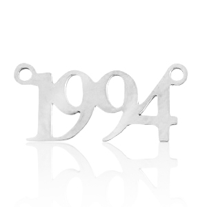 Breloques en acier Inox connecteur ann&eacute;e 1994 Argent&eacute;