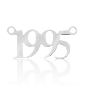 Breloques en acier Inox connecteur ann&eacute;e 1995 Argent&eacute;