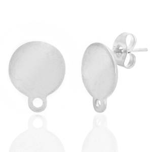 Boucles d'oreilles en acier Inox 10mm avec anneau Argent&eacute;