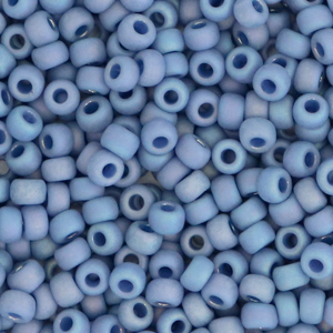 Perles de rocailles Miyuki 8/0 Opaque glazed frosted rainbow soft blue 8-4704