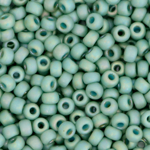 Perles de rocailles Miyuki 8/0 Opaque glazed frosted rainbow celadon green 8-4701