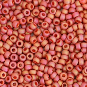 Perles de rocailles Miyuki 11/0 Opaque glazed frosted rainbow cardinal red 11-4695