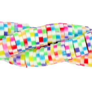 Perles Katsuki 6mm Blanc arc-en-ciel m&eacute;lange