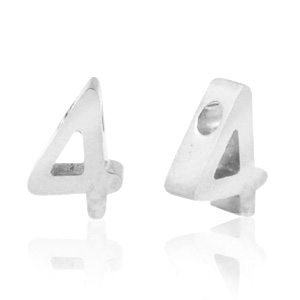 Perles en acier Inox chiffre 4 Argent&eacute;