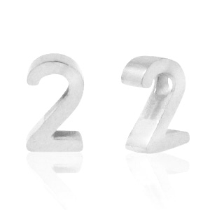 Perles en acier Inox chiffre 2 Argent&eacute;