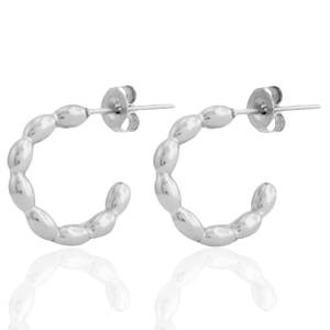 Boucles d'oreilles puces en acier inox cr&eacute;oles Argent&eacute;