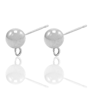 Boucles d'oreilles en acier Inox avec anneau Argent&eacute;