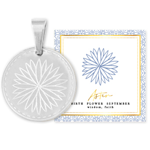 Mix & Match breloques en acier Inox 15mm Fleur de naissance Septembre - Aster Argent&eacute;