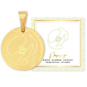 Mix & Match breloques en acier Inox 15mm Fleur de naissance Ao&ucirc;t- Coquelicot Dor&eacute;