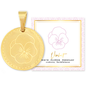 Mix & Match breloques en acier Inox 15mm Fleur de naissance F&eacute;vrier - Violette Dor&eacute;