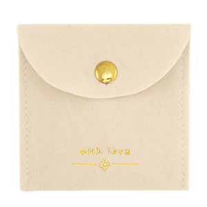 Sachet &agrave; bijoux "with love" Beige-dor&eacute;