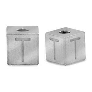 Perles en acier Inox lettre T Argent&eacute;