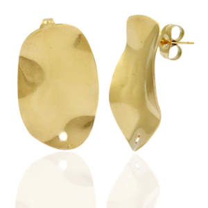 Boucles d'oreilles en acier Inox/puces d&rsquo;oreilles ovale avec anneau Dor&eacute;