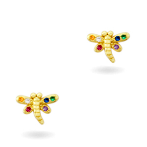 &Eacute;l&eacute;ments en laiton et zirconium arc-en-ciel libellule Dor&eacute;