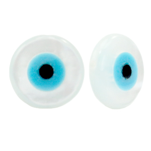 Perles coquillage disque "evil eye" Blanc