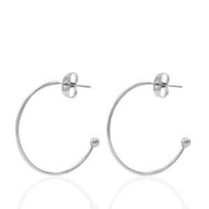 Boucles d'oreilles puces en acier Inox cr&eacute;oles Argent&eacute;
