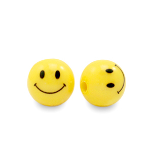 Perles acryliques 8 mm smiley Jaune