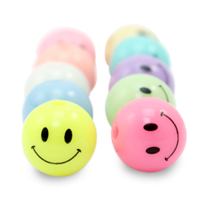Perles acryliques 10 mm smiley Multicolore