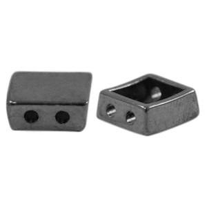 Perles en m&eacute;tal DQ duo beads carr&eacute; Argent&eacute; anthracite (sans nickel)