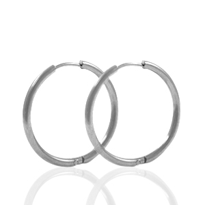 Boucles d'oreilles en acier Inox cr&eacute;oles 24mm Argent&eacute;