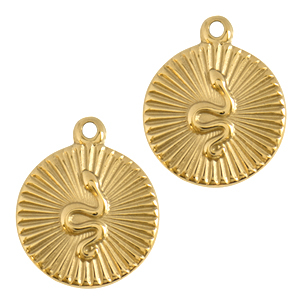 Breloques en acier Inox serpent Dor&eacute;