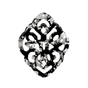 Pendentifs en r&eacute;sine baroque losange argent&eacute;-noir