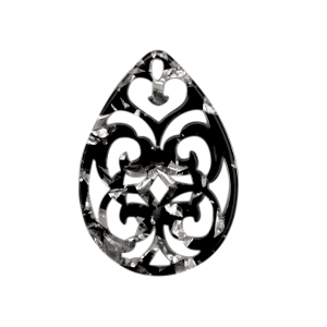 Pendentifs en r&eacute;sine baroque goutte argent&eacute;-noir