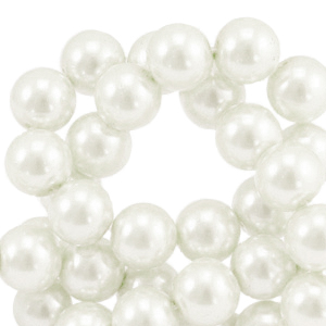 Perles en verre cir&eacute;es 10mm Blanc cass&eacute;