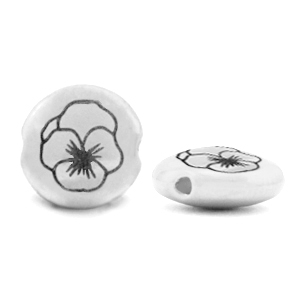 Perles en m&eacute;tal DQ Fleur de naissance F&eacute;vrier-Violette Argent&eacute; antique (sans nickel)