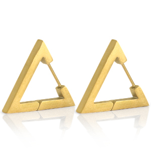 Boucles d'oreilles en acier Inox triangle Dor&eacute;