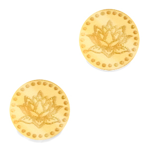 Cabochons Plexx 12mm Fleur de naissance Juillet - N&eacute;nuphar Dor&eacute;