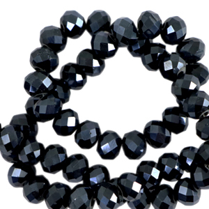 Perles &agrave; facettes 6x4mm disque Heishi Noir-pearl shine coating