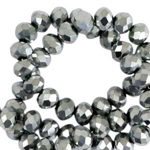 Perles &agrave; facettes 4x3mm disque Heishi Argent&eacute;-pearl shine coating