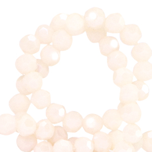 Perles &agrave; facettes rondes 4mm Beige pristine-pearl shine coating
