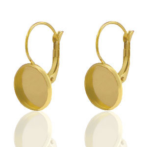 Appr&ecirc;ts en acier Inox boucles d'oreilles pour cabochon 12mm Dor&eacute;